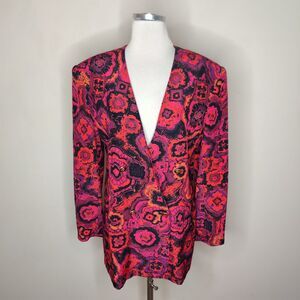 August Silk Vibrant Pink and Black Patterned Blazer